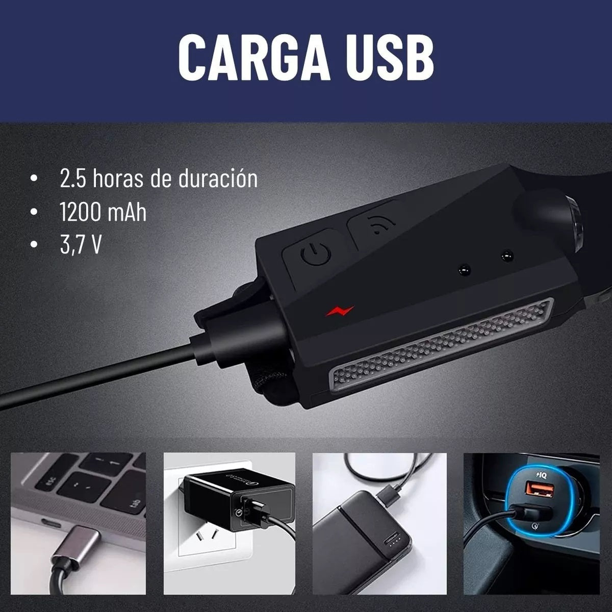 Linterna Frontal Luz Led Camping De Cabe