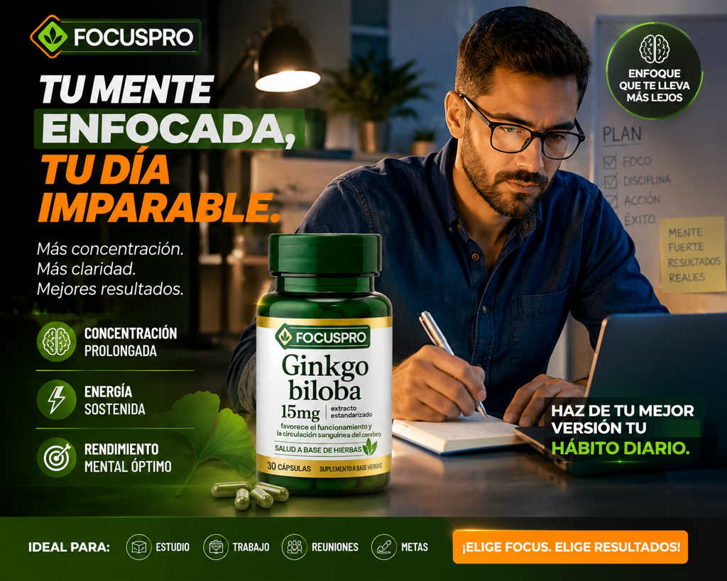 FOCUS PRO GINKGOBILOBA - Energía y enfoque para tu día a día💪🧠