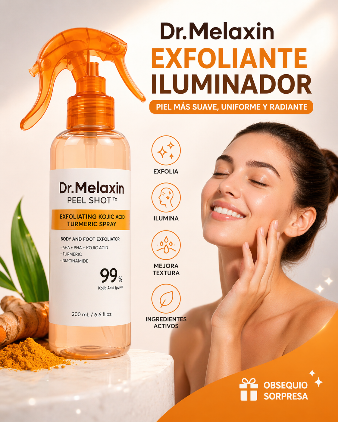 Exfoliante Melaxin - Para Aclarar Partes Oscuras - Fórmula Cúrcuma | Nozeshop