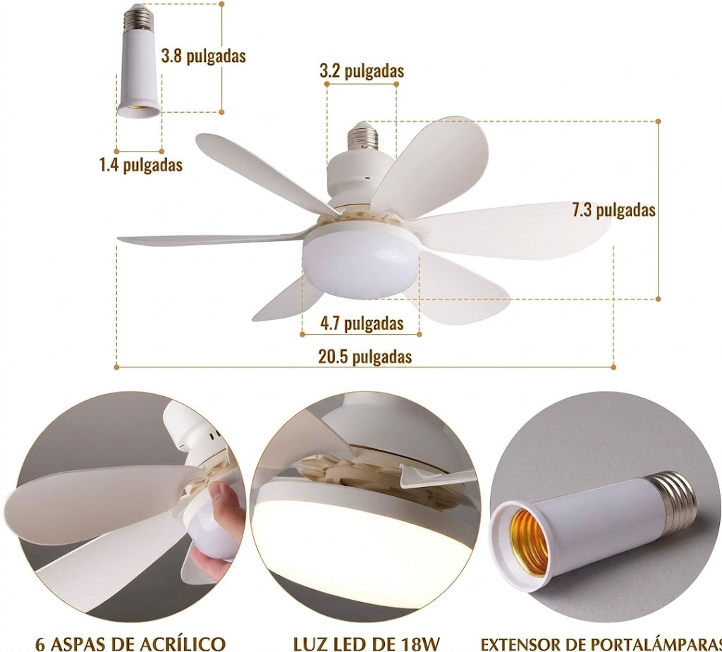 Ventilador Con Foco Led aspas