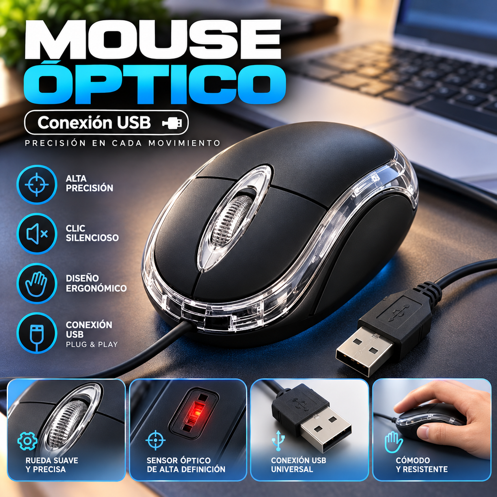 Mouse Optico Alambrico Usb Ms118