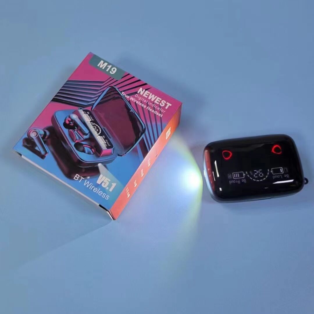 Audífonos M19 TWS Bluetooth con Power Bank y Linterna