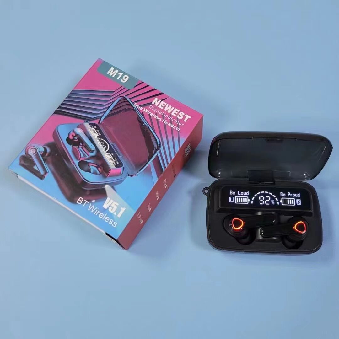 Audífonos M19 TWS Bluetooth con Power Bank y Linterna