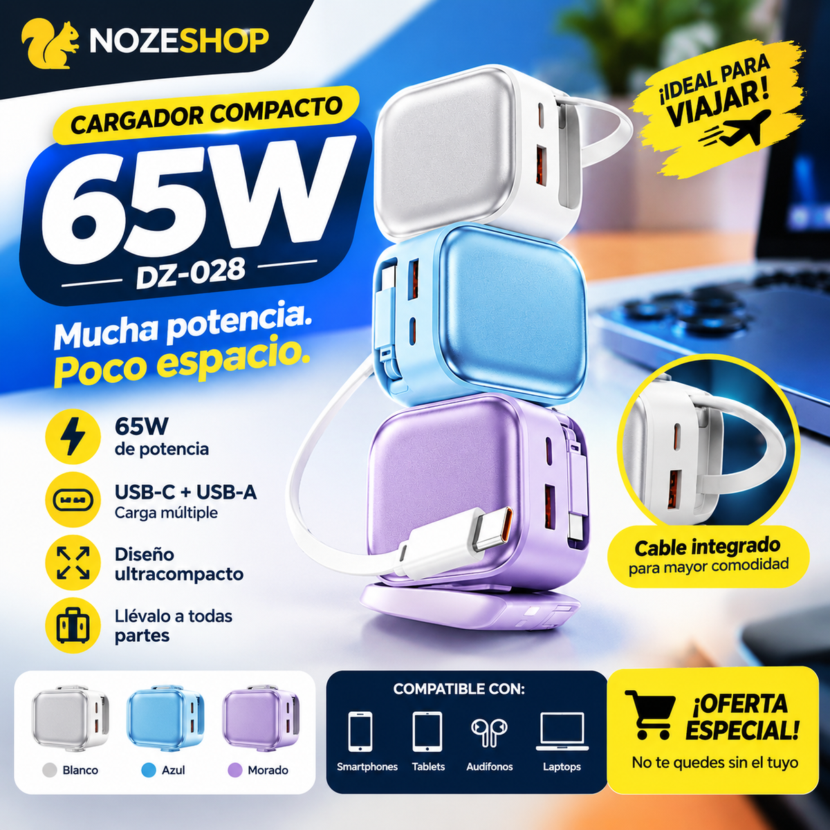 CARGADOR COMPACTO 65W DZ-028